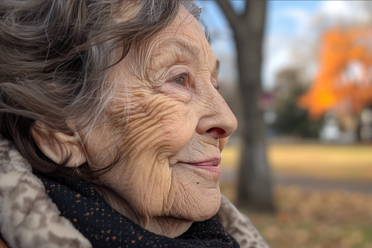 Une femme âgée souriante | Source : MidJourney