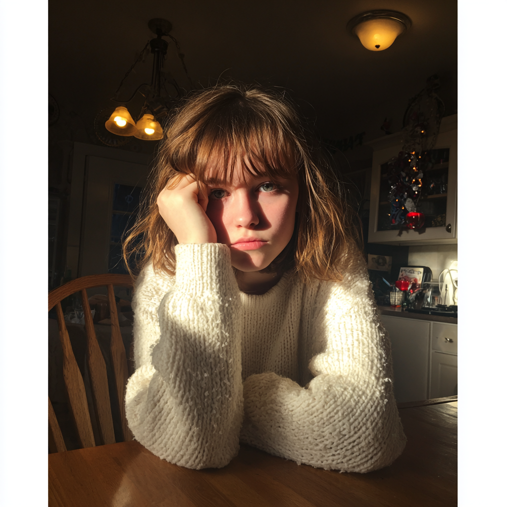 Une adolescente portant un pull blanc | Source : Midjourney