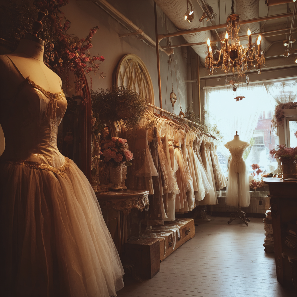 L'intérieur d'une boutique de robes | Source : Midjourney