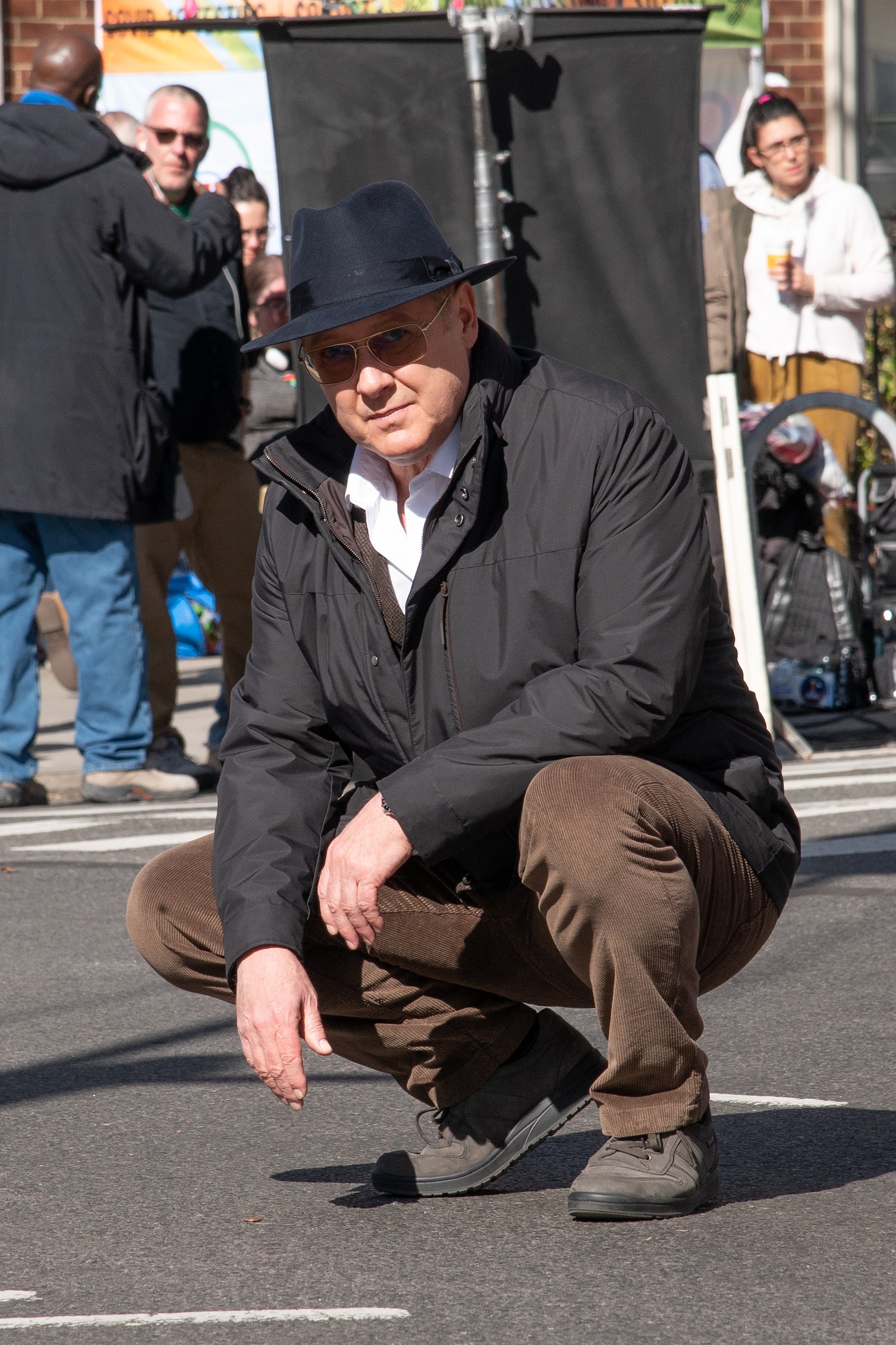 L'acteur sur le tournage de « Blacklist », le 16 février 2023 à New York | Source : Getty Images