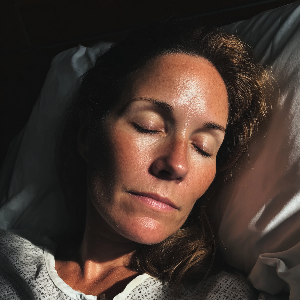 Une femme qui dort dans un lit d'hôpital | Source : Midjourney