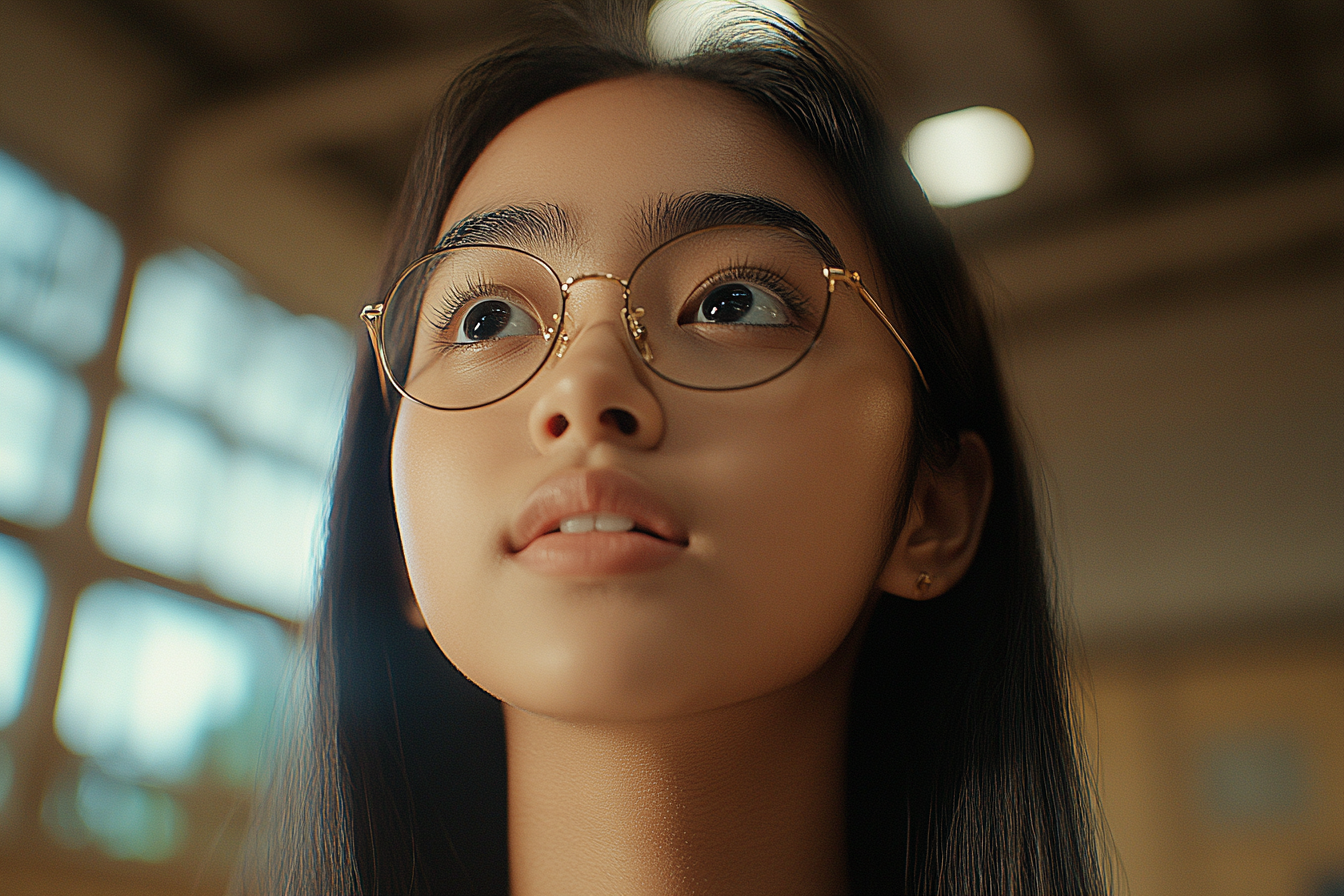 Une jeune fille regardant les décorations dans le gymnase | Source : Midjourney