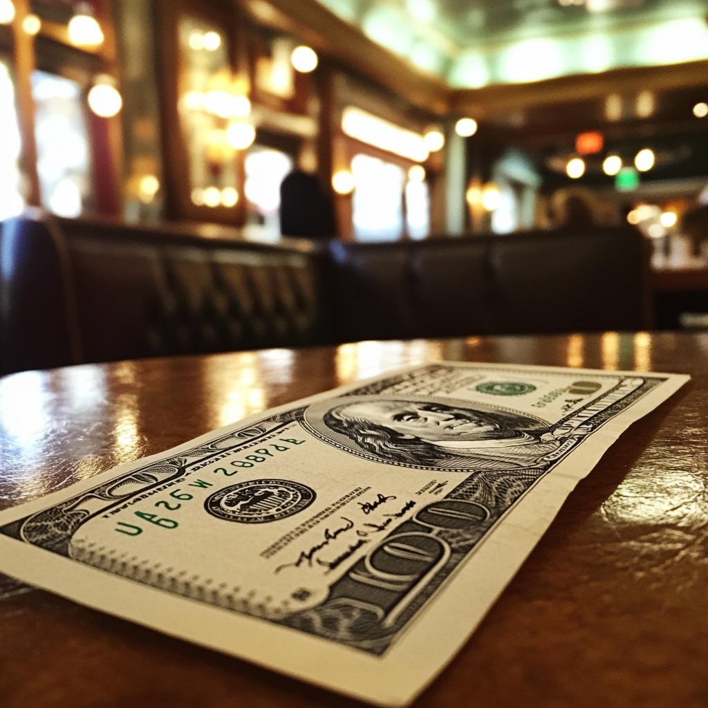 Un billet sur une table | Source : Midjourney