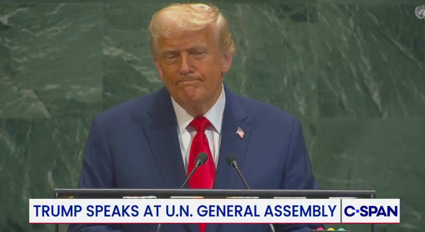 Donald Trump abordant les problèmes de téléprompteur, posté le 23 septembre 2025. | Source : X/@cspan