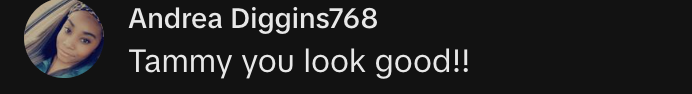 Commentaire d'internaute sur la transformation physique de Tamy | Source : tiktok.com/@tammy.l.slaton