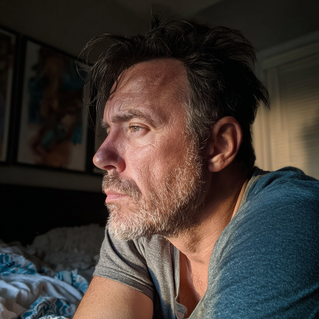 Gros plan sur un homme malade | Source : Midjourney