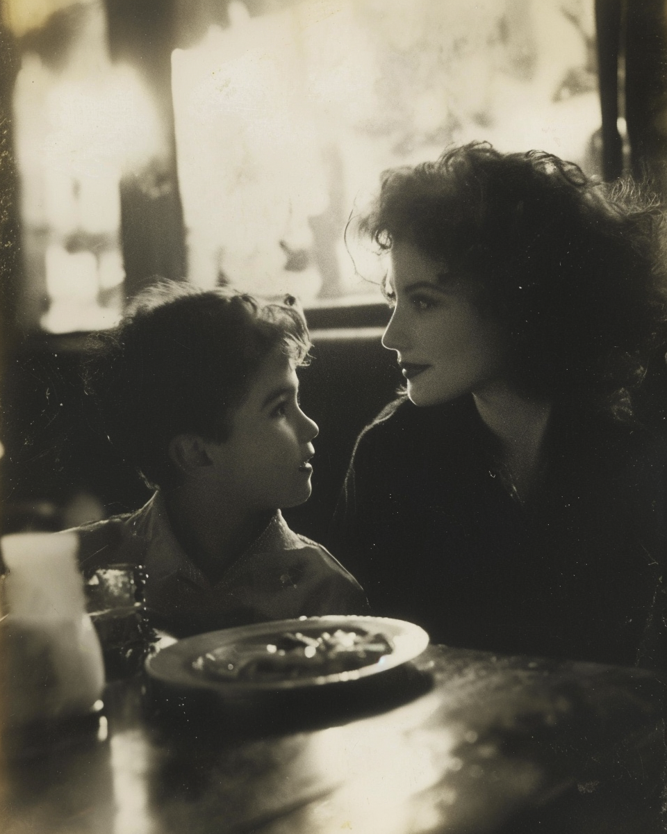 Une femme et un garçon dans un restaurant | Source : Midjourney