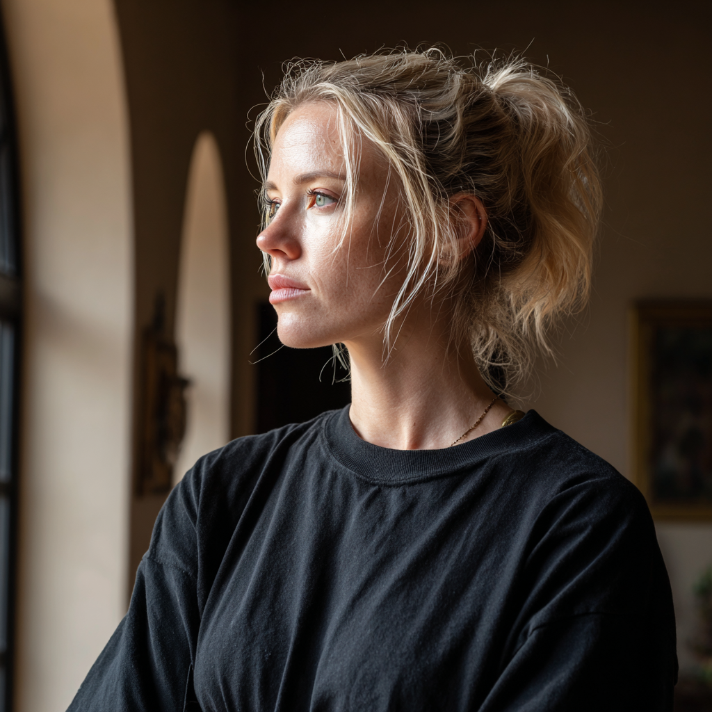 Une femme debout dans un foyer | Source : Midjourney