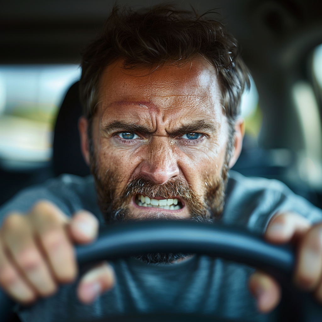 Homme en colère dans la voiture | Source : Midjourney