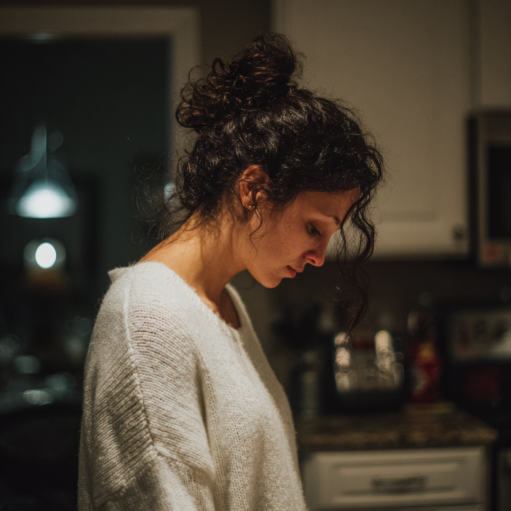 Une femme émotive dans une cuisine | Source : Midjourney