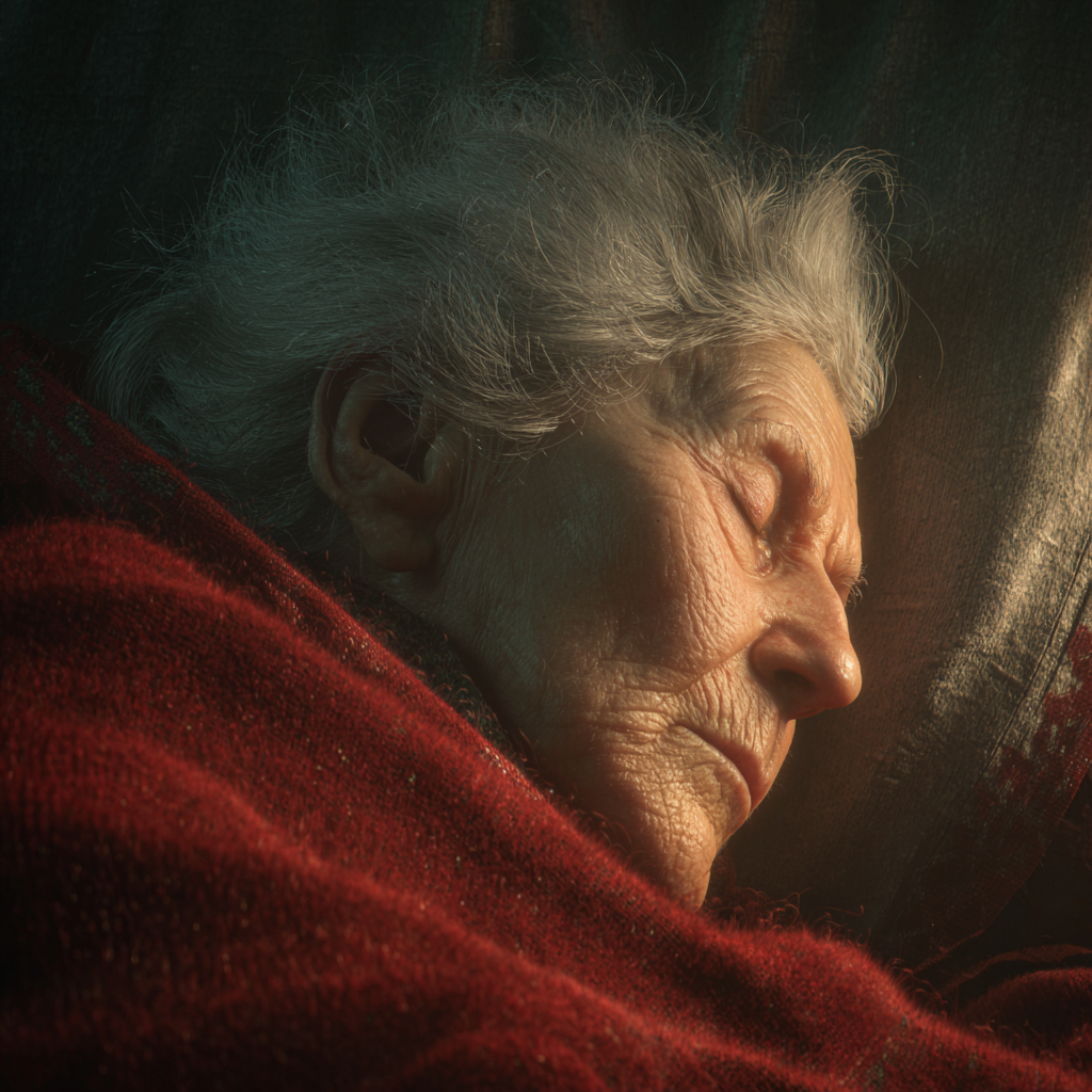 Une femme âgée profondément endormie dans sa chambre | Source : Midjourney