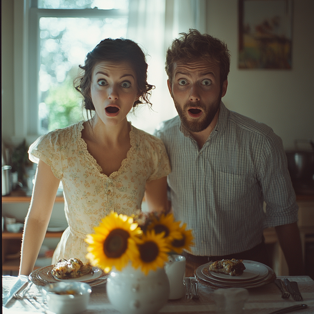 Un couple réagissant sous le choc | Source : Midjourney