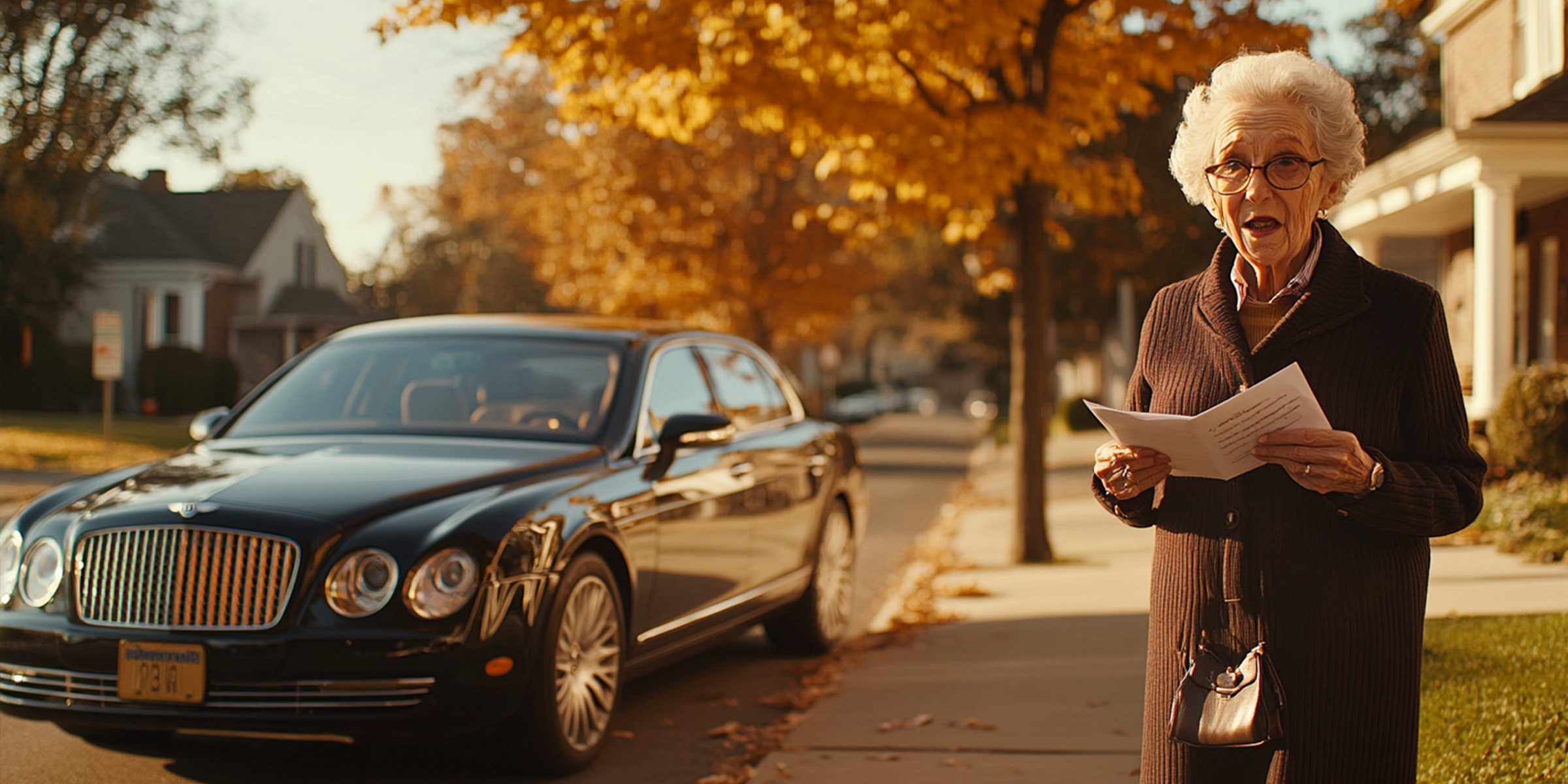 Une dame âgée près d'une voiture | Source : Midjourney