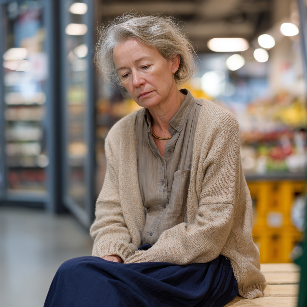 Une femme âgée assise sur un banc | Source : Midjourney