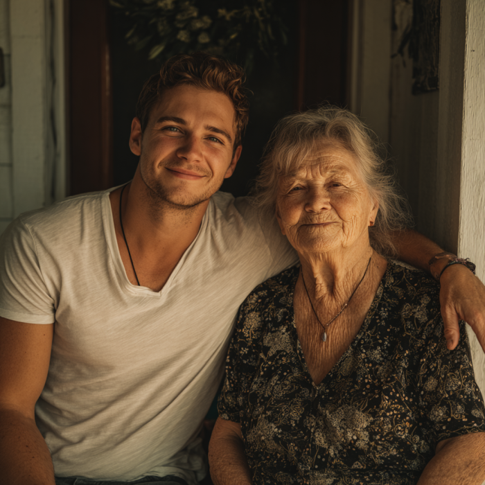 Un jeune homme avec sa grand-mère | Source : Midjourney