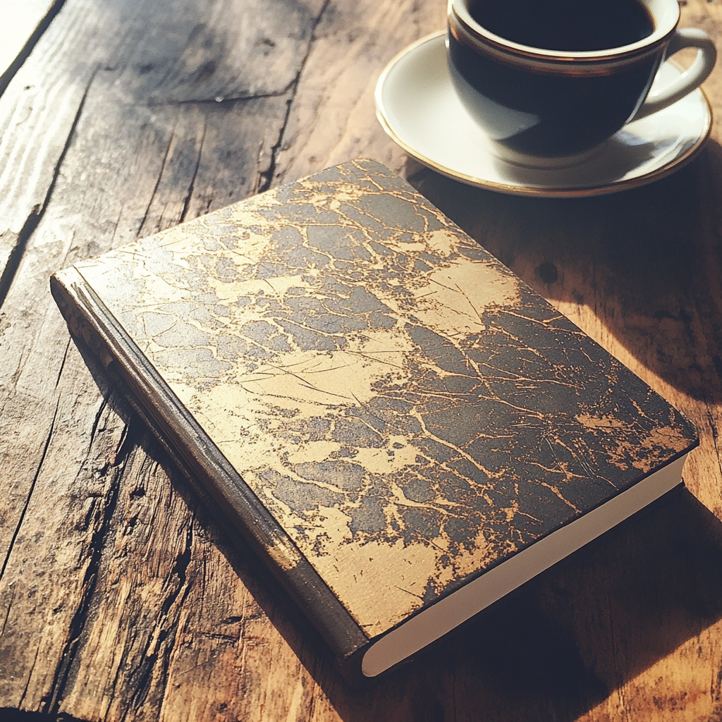 Un vieux cahier posé sur une table | Source : Midjourney