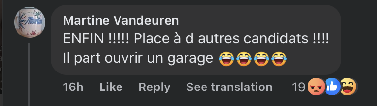Commentaire d'internaute sur l'élimination d'Émilien | Source : facebook.com/gala.fr