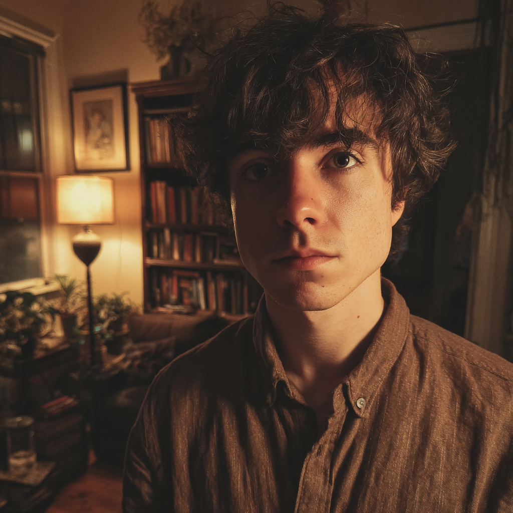 Un homme debout dans un salon | Source : Midjourney