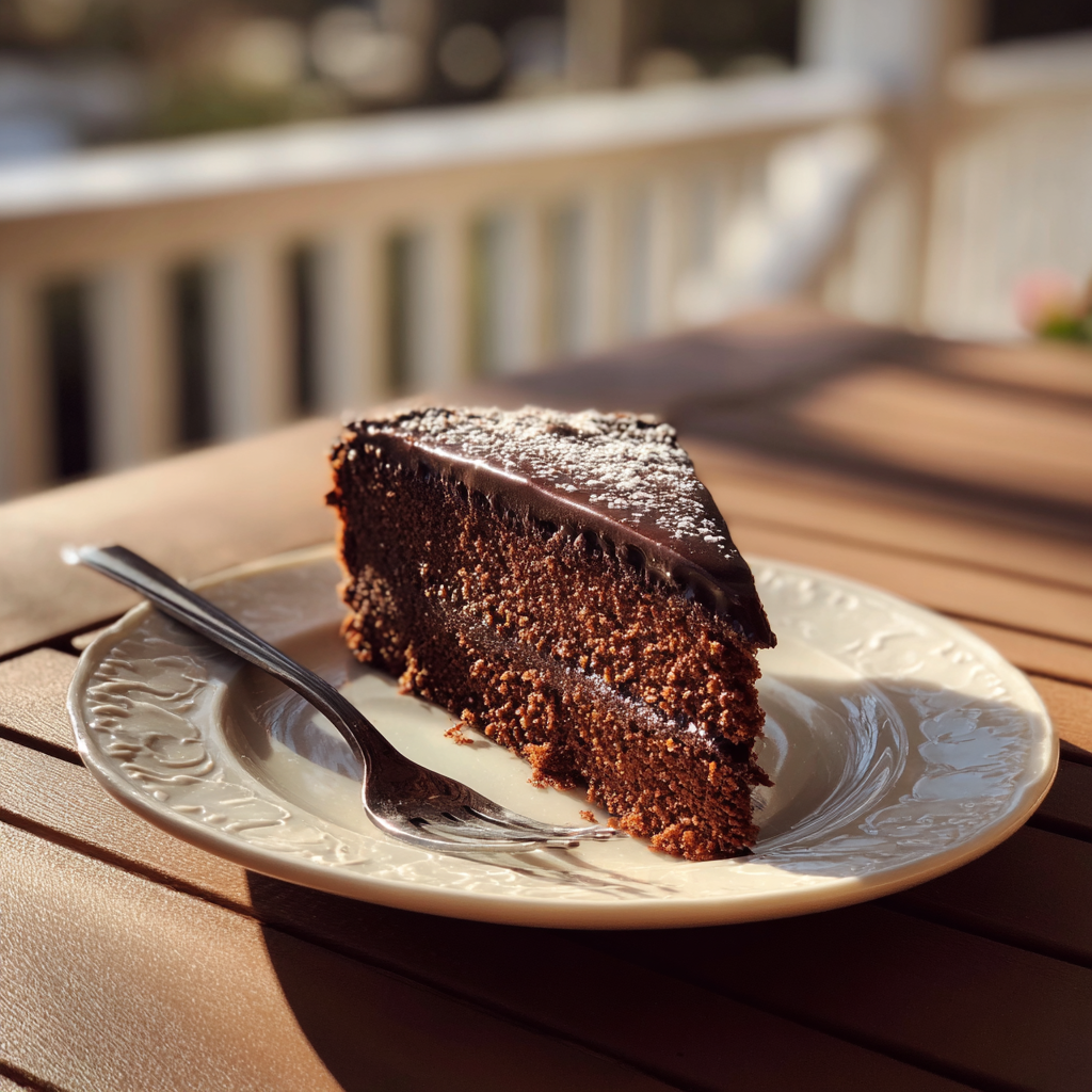 Une tranche de gâteau au chocolat | Source : Midjourney