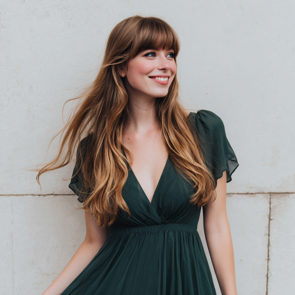 Une femme souriante portant une robe verte | Source : Midjourney