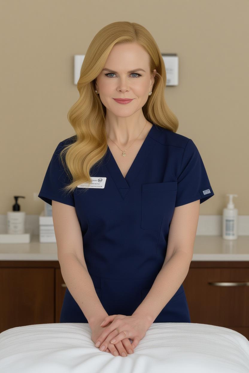 Une image générée par l'IA de Nicole Kidman en massothérapeute | Source : Grok