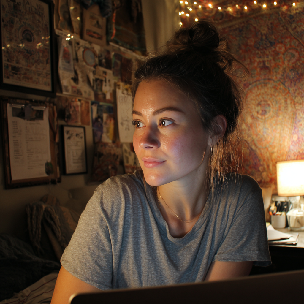 Une femme utilisant son ordinateur portable | Source : Midjourney