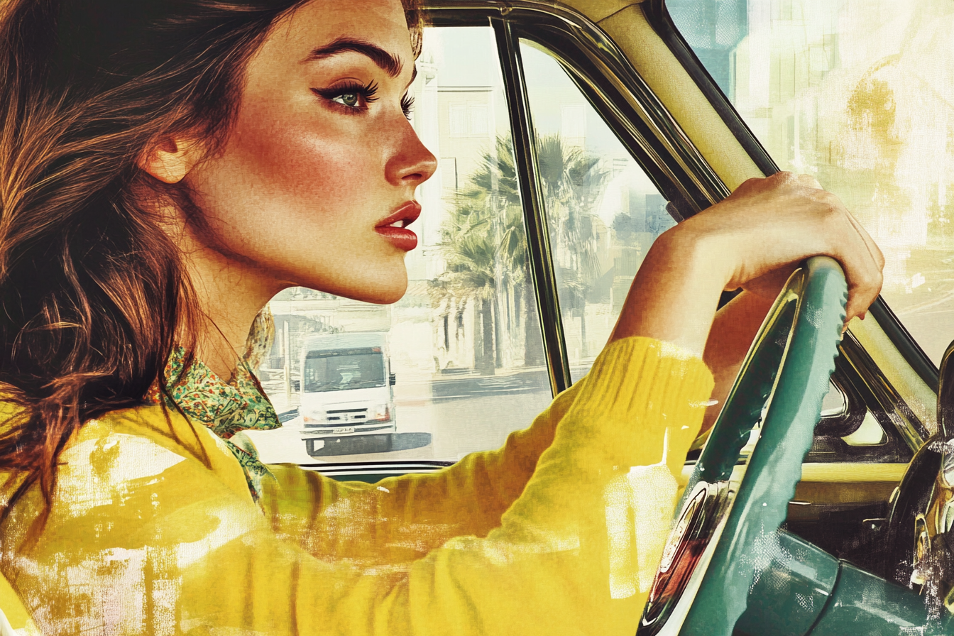 Une femme au volant de sa voiture | Source : Midjourney