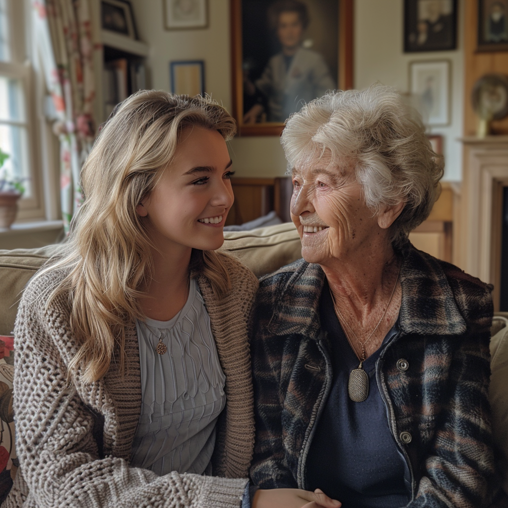 Deux femmes qui sourient | Source : Midjourney
