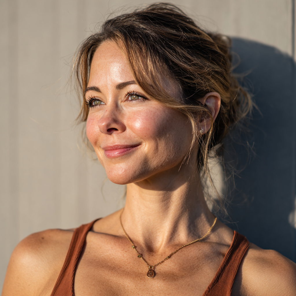 Une femme souriante se tenant à l'extérieur | Source : Midjourney