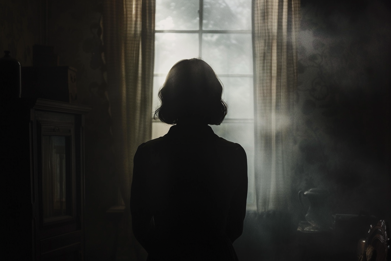 Une femme debout près d'une fenêtre | Source : Midjourney