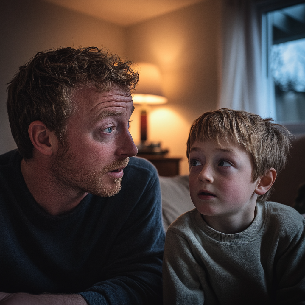 Un père parlant à son jeune fils | Source : Midjourney