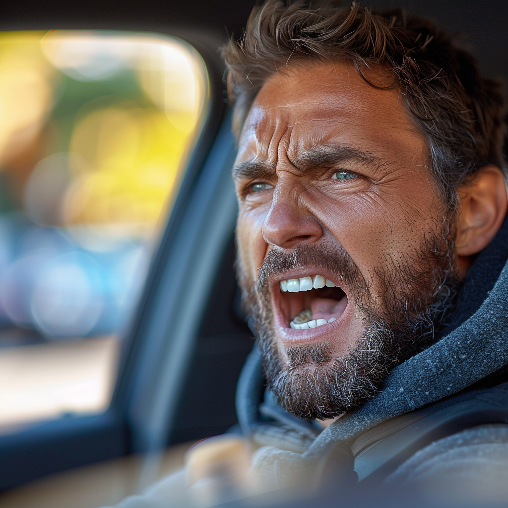 Un homme crie dans la voiture | Source : Midjourney