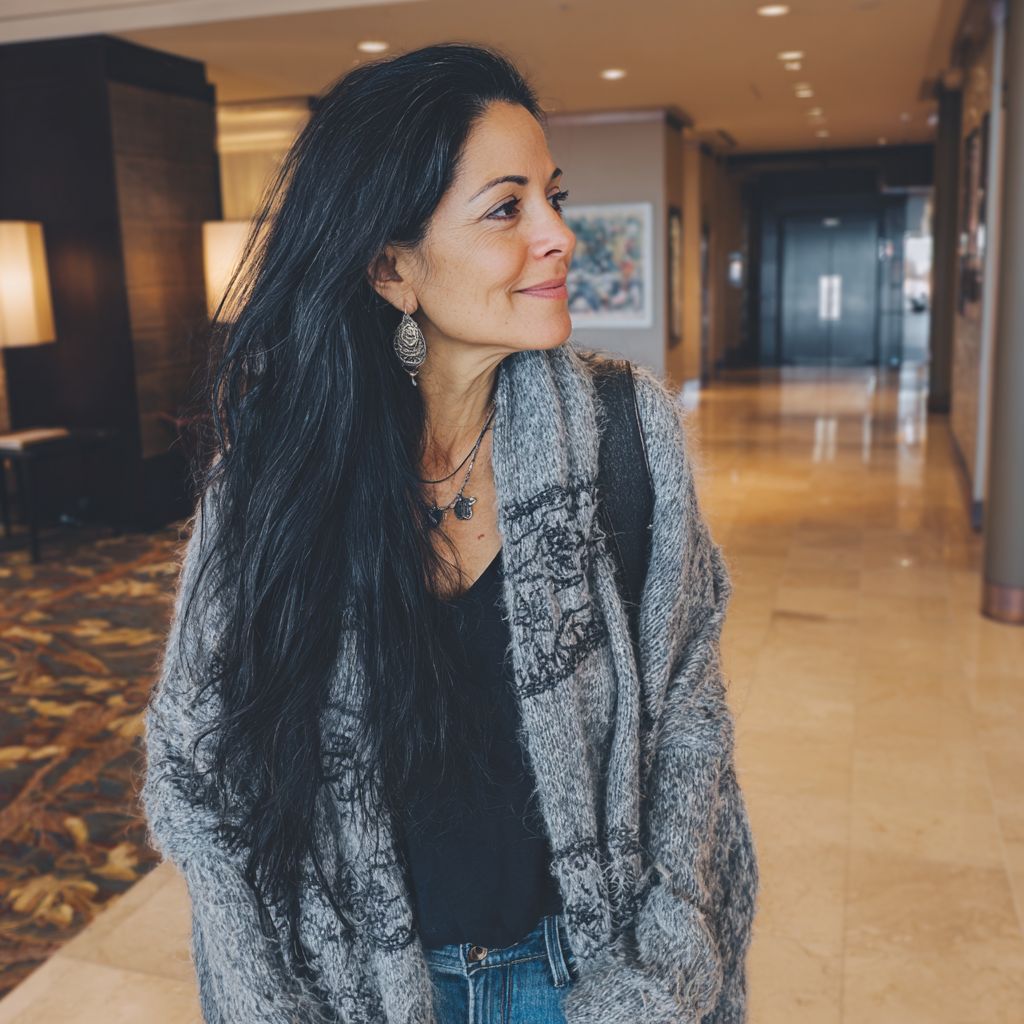 Une femme qui sourit doucement | Source : Midjourney