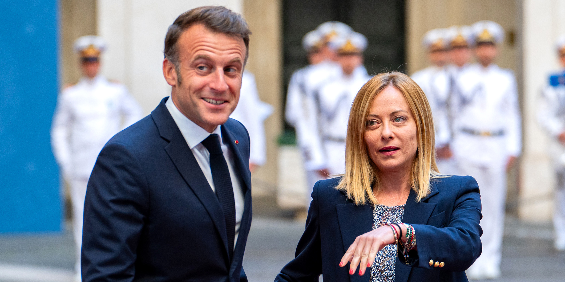 Emmanuel Macron et Giorgia Meloni | Source : Getty Images