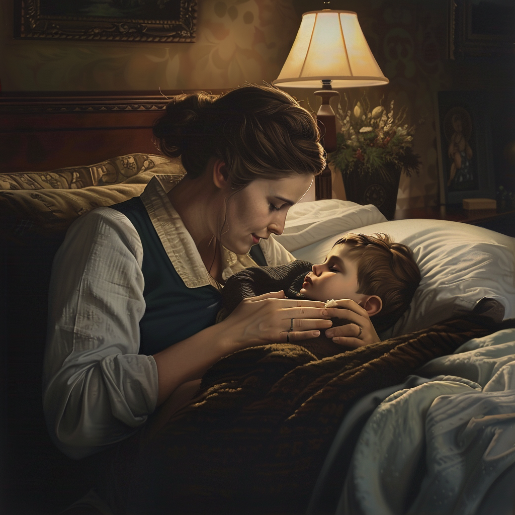 Lily borde Gage dans son lit | Source : Midjourney