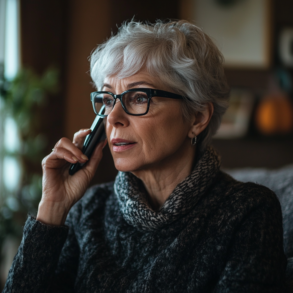 Une femme d'âge mûr qui parle au téléphone | Source : Midjourney
