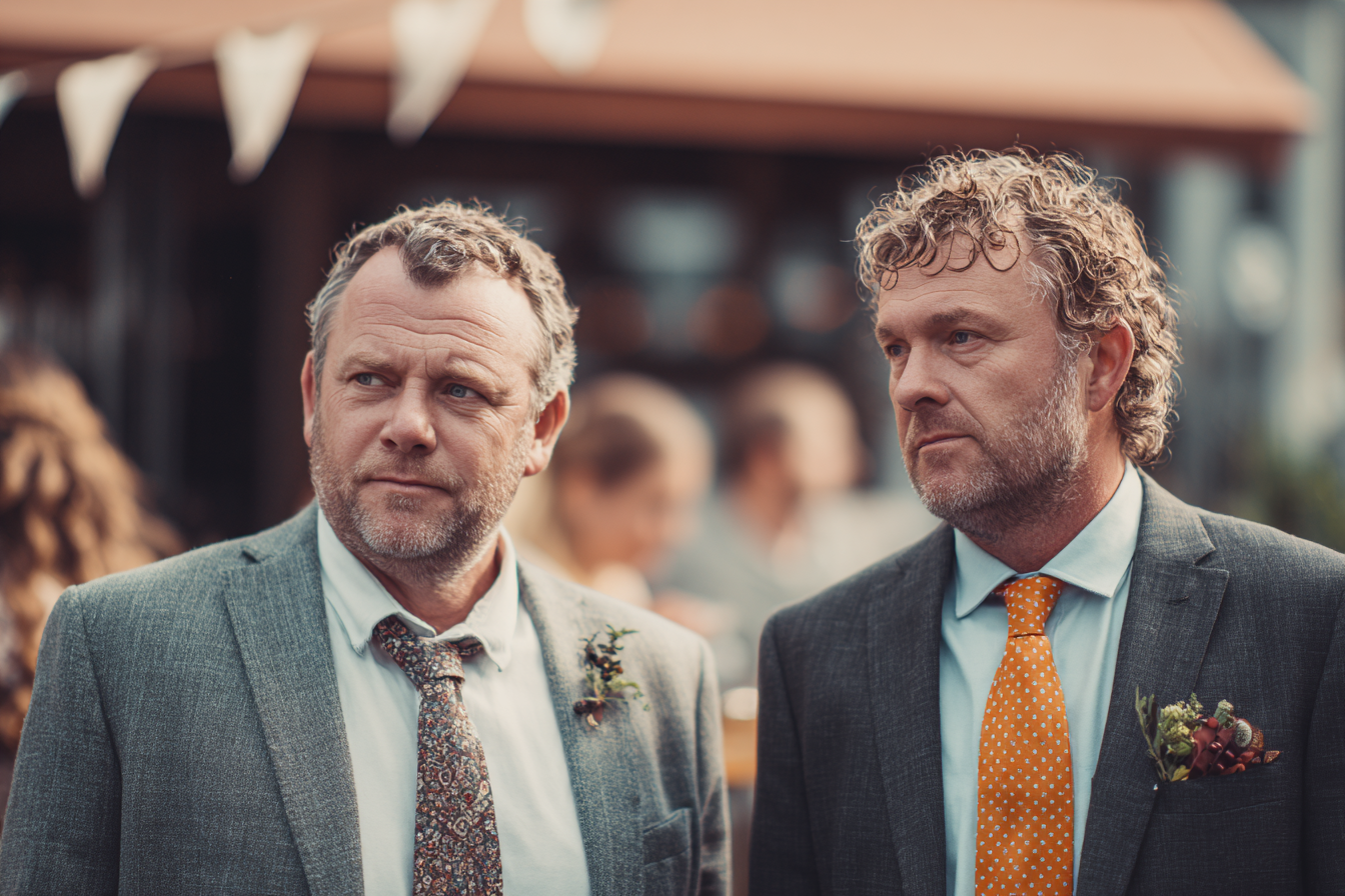 Deux hommes à un mariage | Source : Midjourney