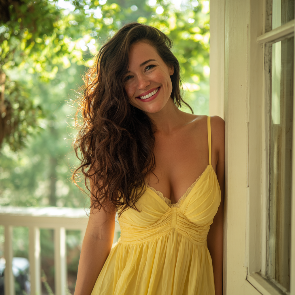 Une femme souriante portant une robe jaune | Source : Midjourney