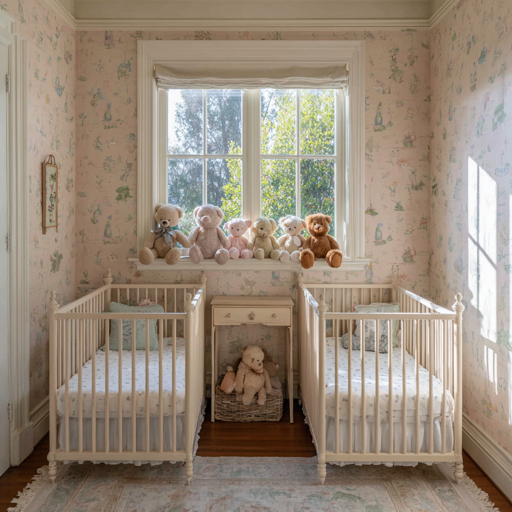 Deux berceaux dans une chambre de bébé | Source : Midjourney