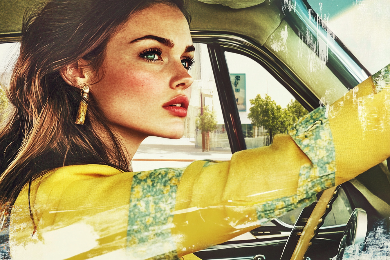 Une femme au volant de sa voiture | Source : Midjourney