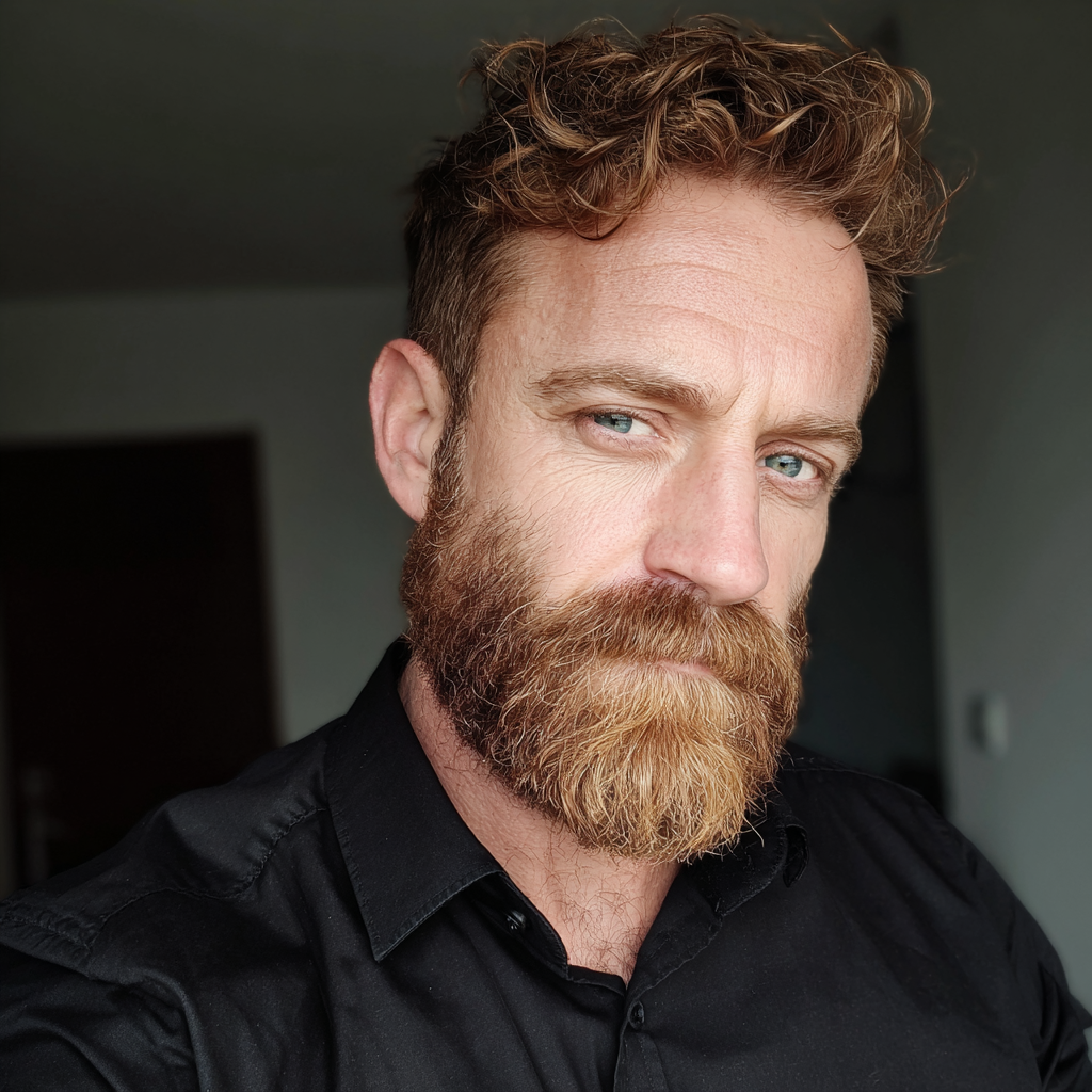 Un homme portant une chemise noire formelle | Source : Midjourney