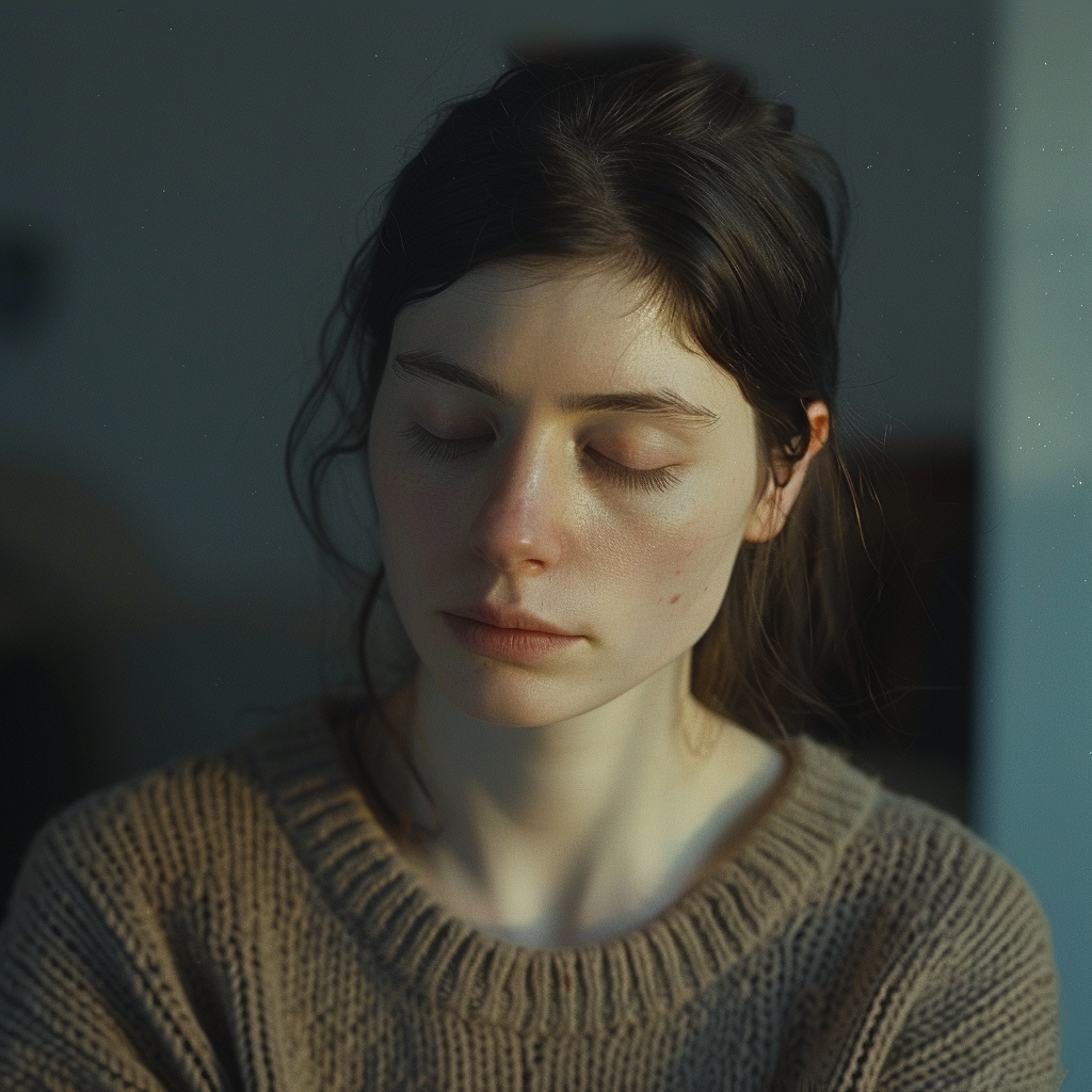 Une femme les yeux fermés | Source : Midjourney