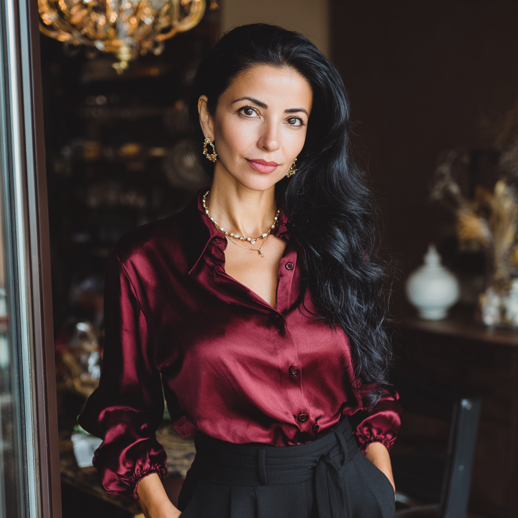 Une femme pensive debout dans une boutique | Source : Midjourney