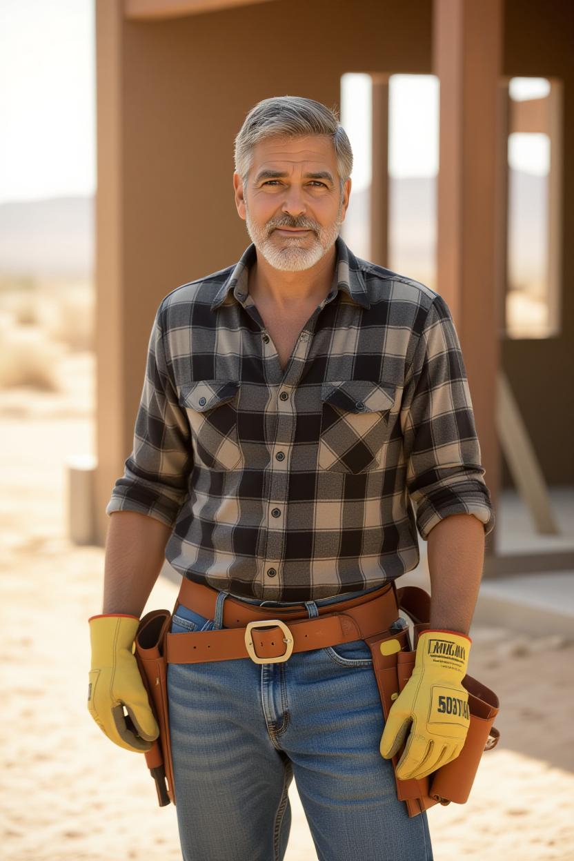 Une image générée par l'IA de George Clooney en ouvrier du bâtiment | Source : Grok