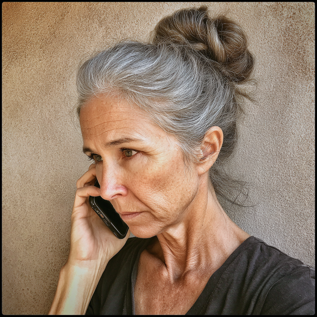 Une femme âgée parlant au téléphone portable | Source : Midjourney