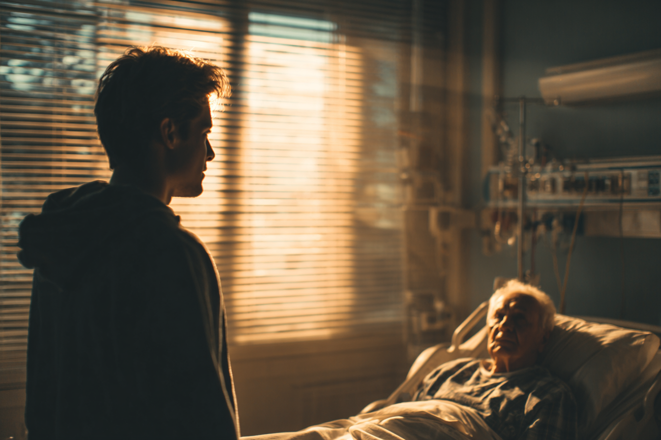 Un homme rend visite à son grand-père à l'hôpital | Source : Midjourney