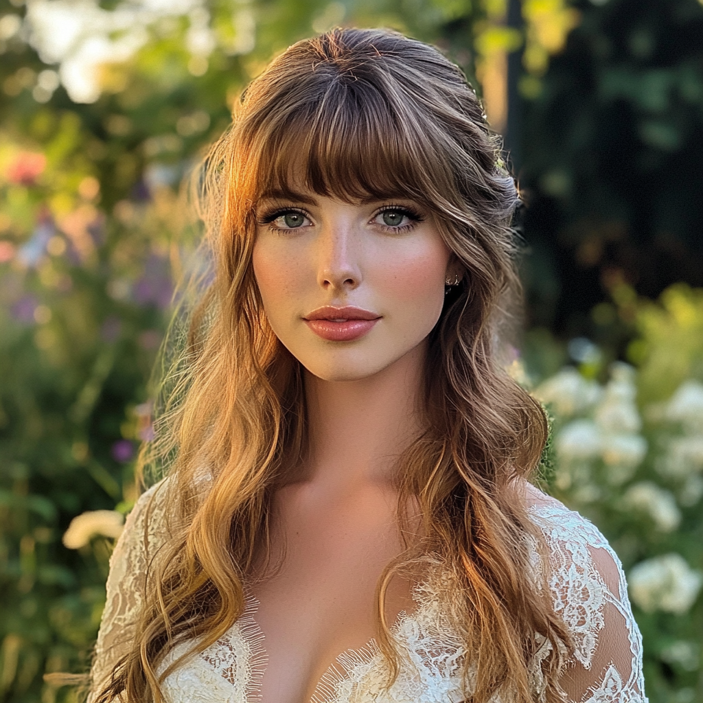 Une belle mariée dans une robe en dentelle | Source : Midjourney