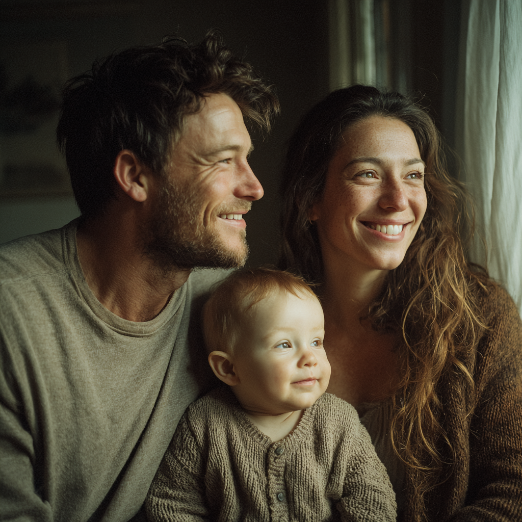 Un couple heureux avec son enfant | Source : Midjourney