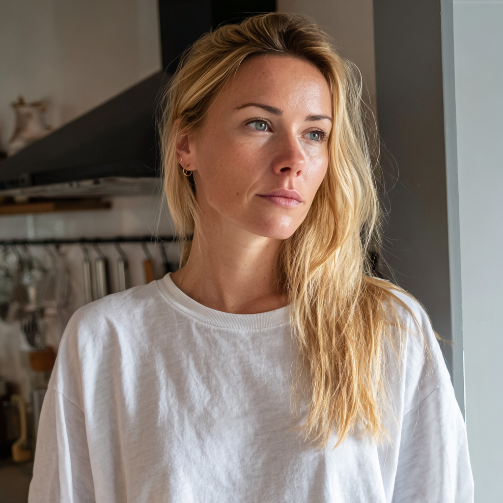 Une femme inquiète dans une cuisine | Source : Midjourney