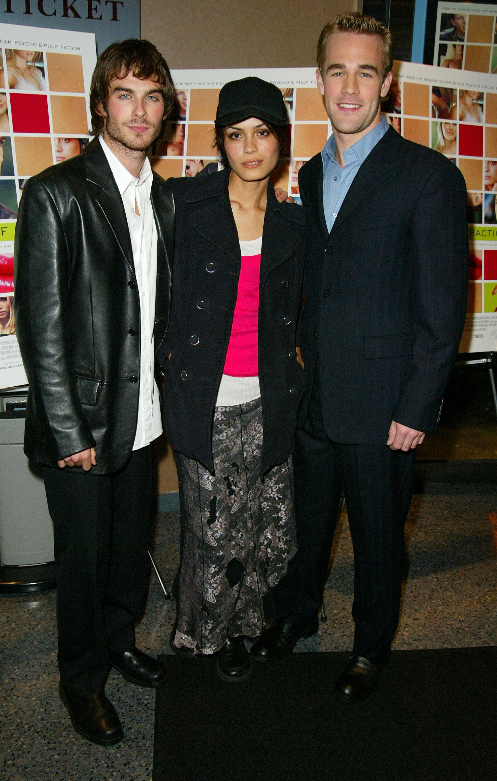 James Van Der Beek avec Ian Somerhalder et Shannyn Sossamon lors de la projection new-yorkaise du film « The Rules Of Attraction » à New York, le 10 octobre 2002. | Source : Getty Images